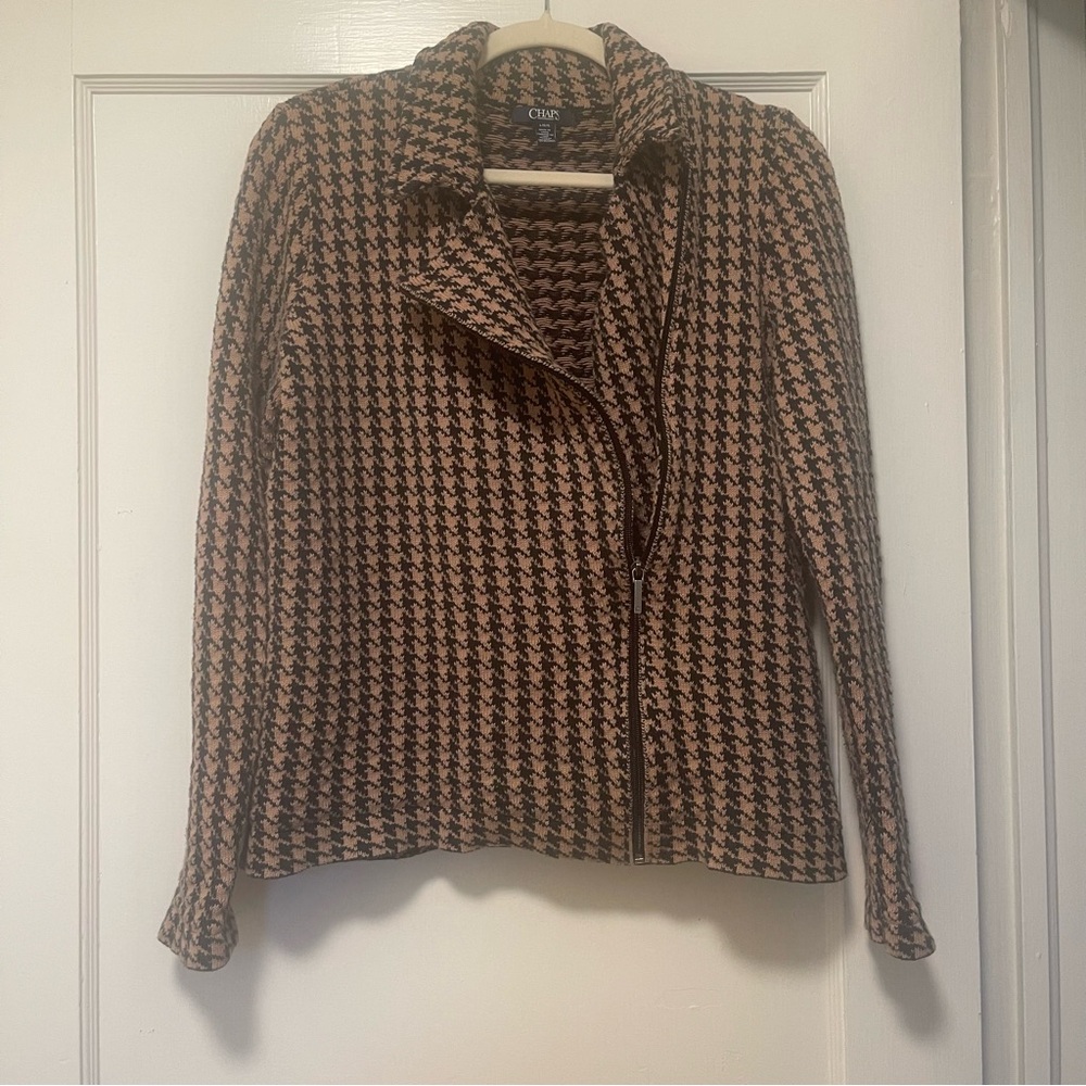 Women's Chaps Houndstooth Sweater Jacket